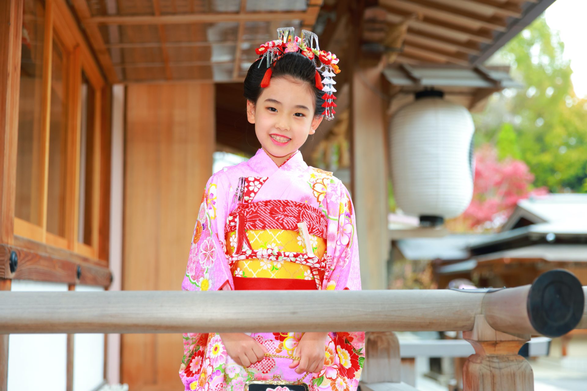 伊射奈岐神社で七五三撮影　女の子　7歳