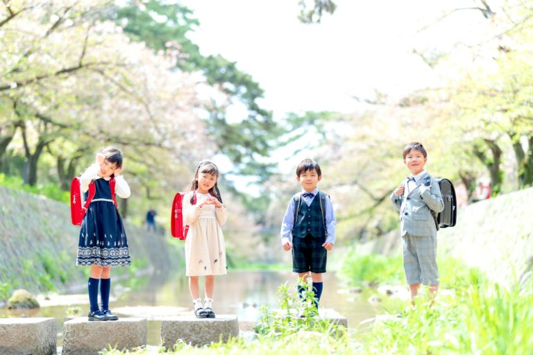 桜撮影 夙川公園 夙川河川敷緑地 西宮市 入学記念写真撮影 小学校入学 ランドセル 1年生 小学生 家族写真 サクラ 桜ポートレート 桜撮影